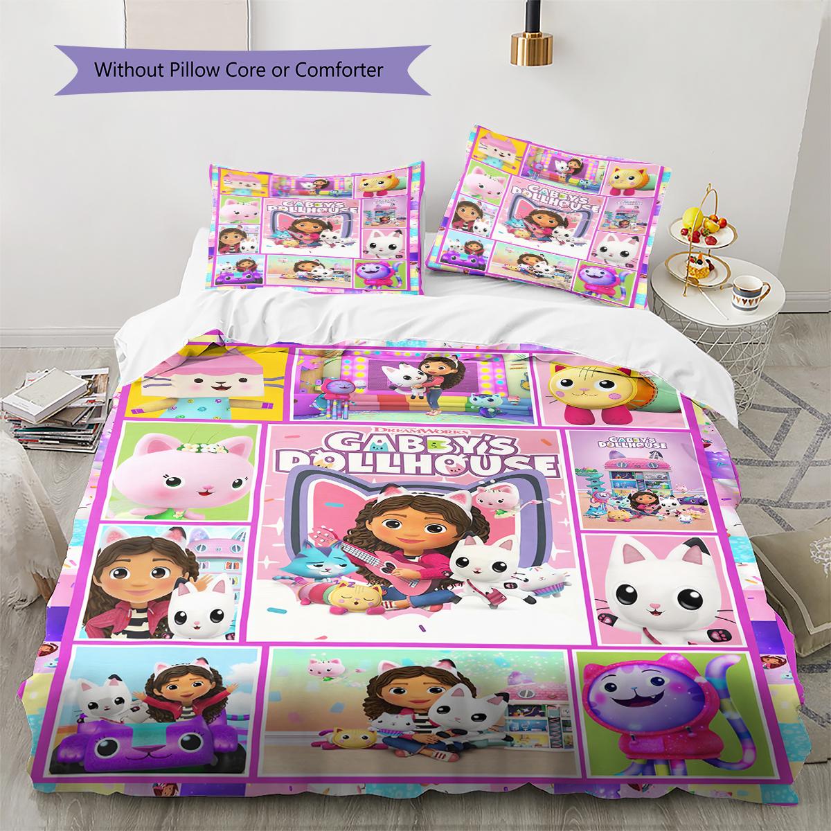 

Gabby s Dollhouse Pattern Bedding,Quilt Set Quilt Cover Pillowcase Home Birthday Gift (1 * duvet cover + 2 * pillowcase, without core) 135x200cm