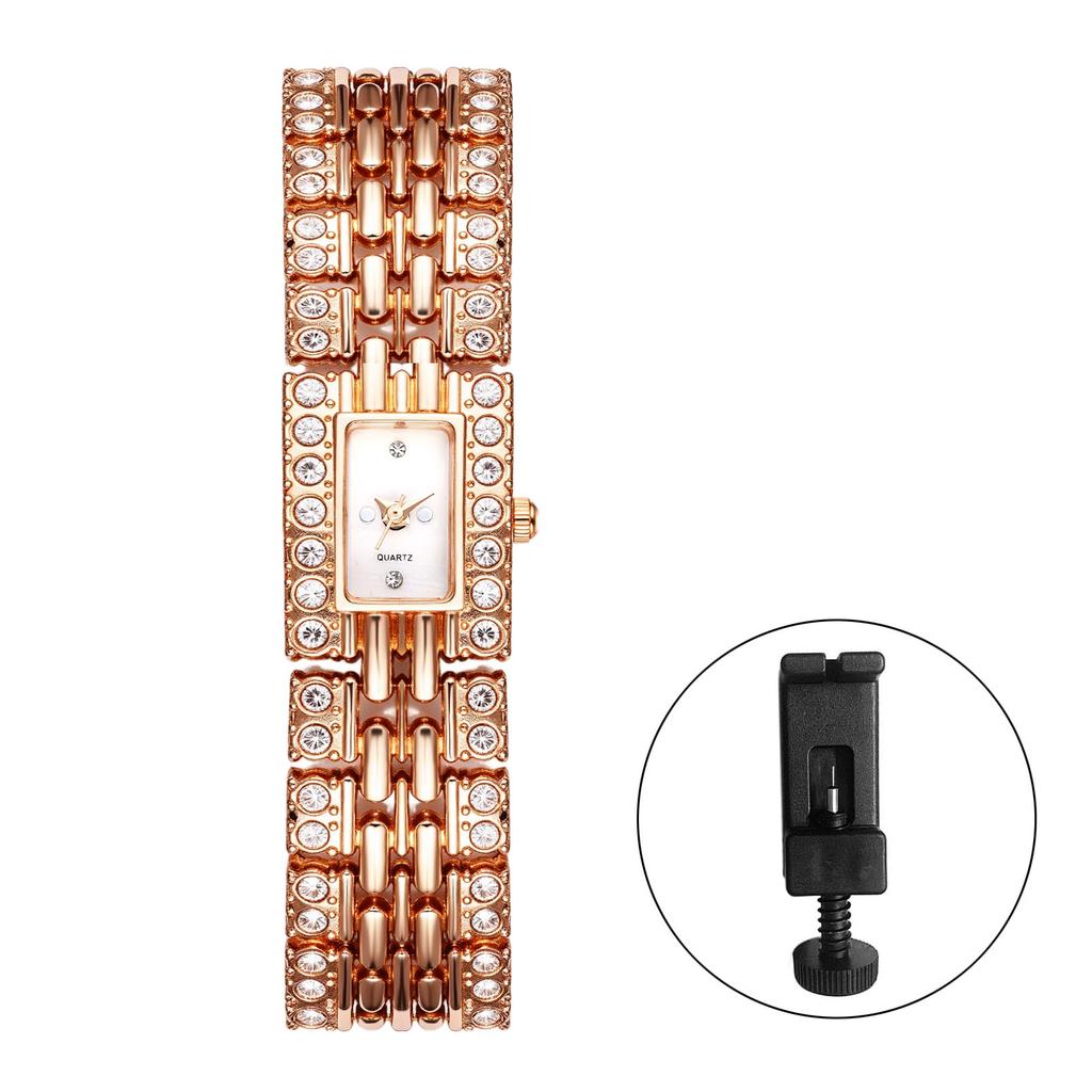 Square Wristwatch with Exquisite Beautiful Fashion Stainless Steel Watch Birthday Pink Women's Rhinestones Accessory, Formal, Business, Gift,