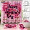 4 Stück Valentinstag Romantische Rose Blume Gedrucktes Badezimmer-Set Wasserdichter Duschvorhang Fußmatte Toilettenmatte U-förmige Matte