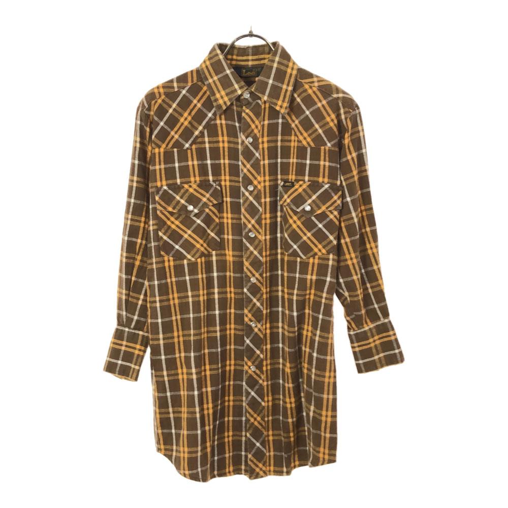 

Lee 70s check 7 minutes sleeve Western shirt S Brown x yellow Old vintage Men s Used