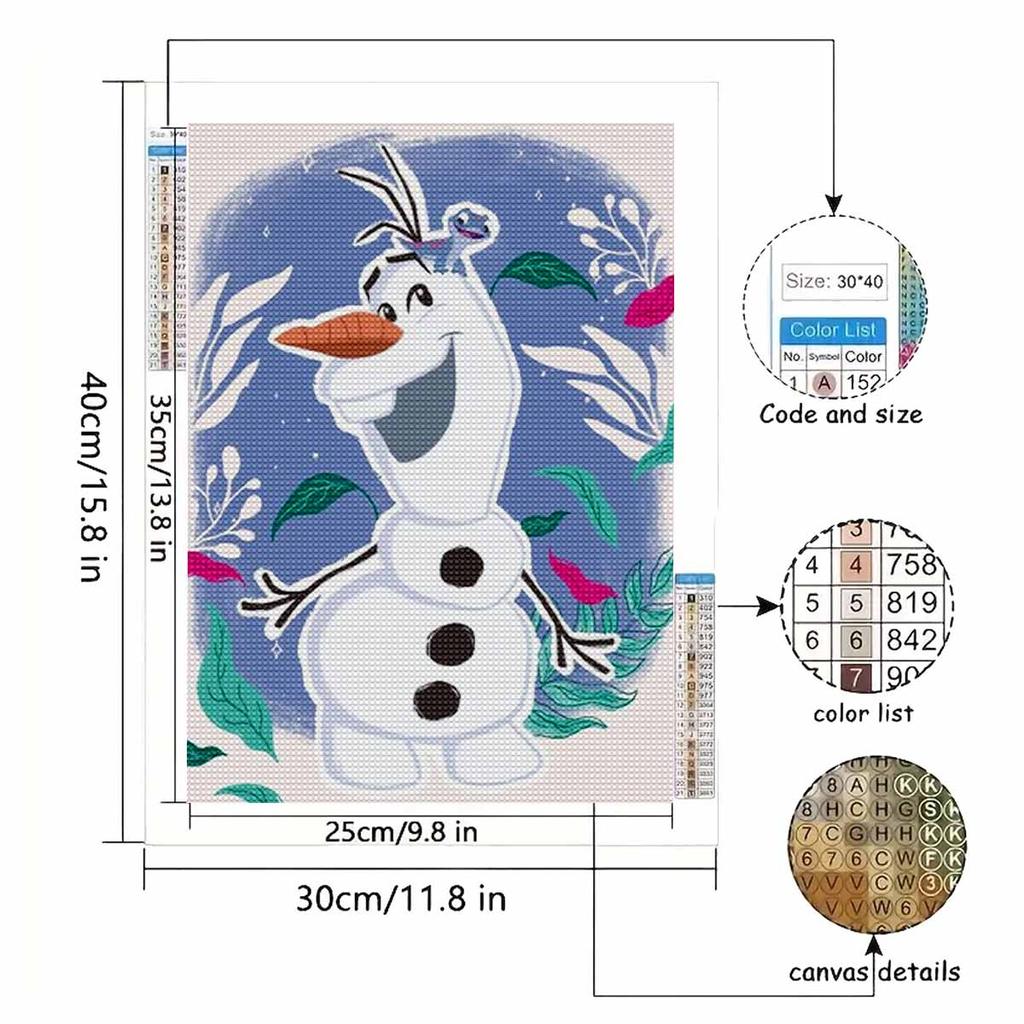 DIY Diamantmalerei Süßer Olaf Kreuzstich-Set Mosaik-Kunst Diamantmalerei Vollkreis Diamant Heimdekoration
