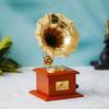 Premium Glitzer Quadrat Grammophon Ausstellungsstück, Braun & Gold, Rot, Messing - 23 cm