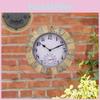Charming 10 Inch Outdoor Waterproof European Style Resin Wall Clock With Thermometer Ideal For Home Decor