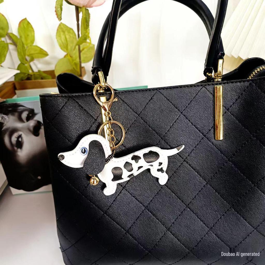 Ruth's Dachshund Leather Keychain Pendant: Small Mini Dog Bag Charm