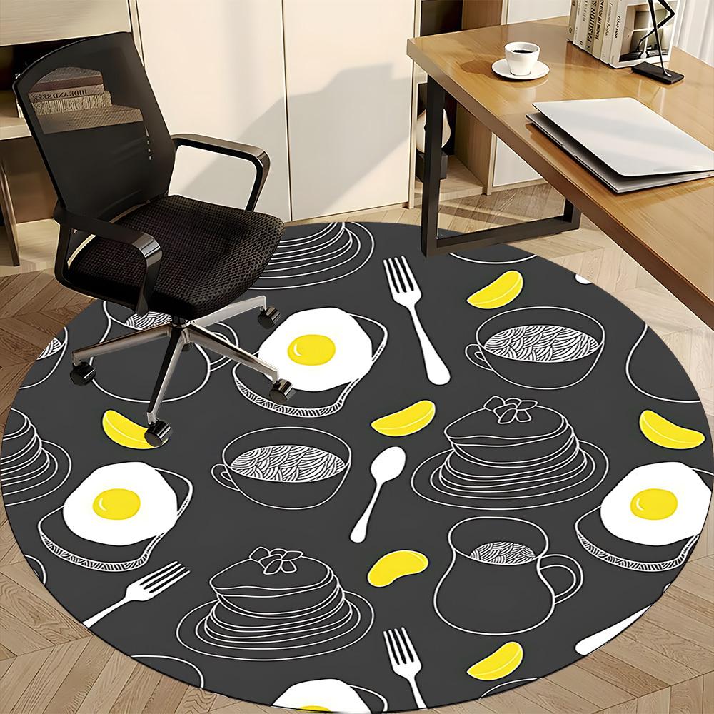 1pc Egg Foods Office Round Rug, Non-slip, Soft and Durable Office Rug for Interior Decoration, Perfect for Office, Beautiful Decoration yy260323082