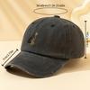 Leopard Sitting Embroidery Baseball Cap Denim Washed Adult Casual Style Outdoor Fashion Headwear