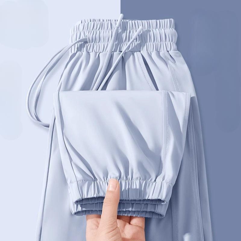 Womens Quick Dry Sports Pants Summer High Waist Cooling Ice Silk Breathable Casual Trousers