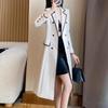 Women's Khaki Trim Long Trench Coat