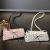 Fashion Bow Ribbon Shoulder Bag Daily Casual Commuting Bowknot Print Underarm Bag Sweet Women's Small Handbag