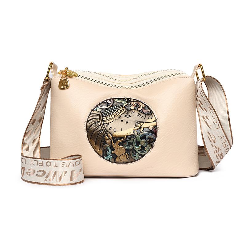 

2025 Новий китайський стиль Висококласні ретро жіночі сумки Модні багатошарові маленькі сумки кросбоді для мами середнього віку Сумка на плече білий