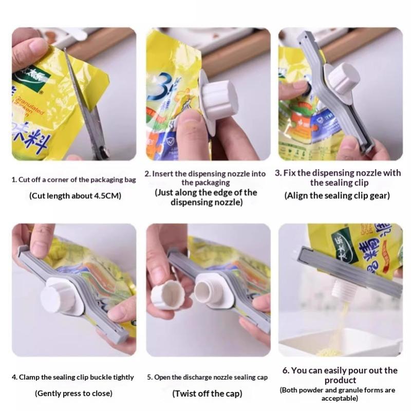 3/5Pcs Food Bag Sealing Clips with Pour Spout for Dog Cat Food Kitchen Seasoning Storage