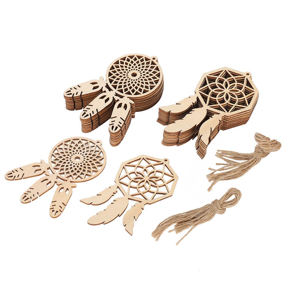 

Wooden Dreamcatchers Embellishment Natural Colors Pendant Ornaments Craft for Home Shop Birthday Gift