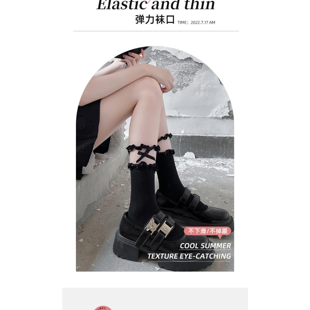 Socks Women's Tube Socks Spring and Autumn Cute Bow Summer Jk Lolita Lolita Mary Jean Shoes Lace Lace