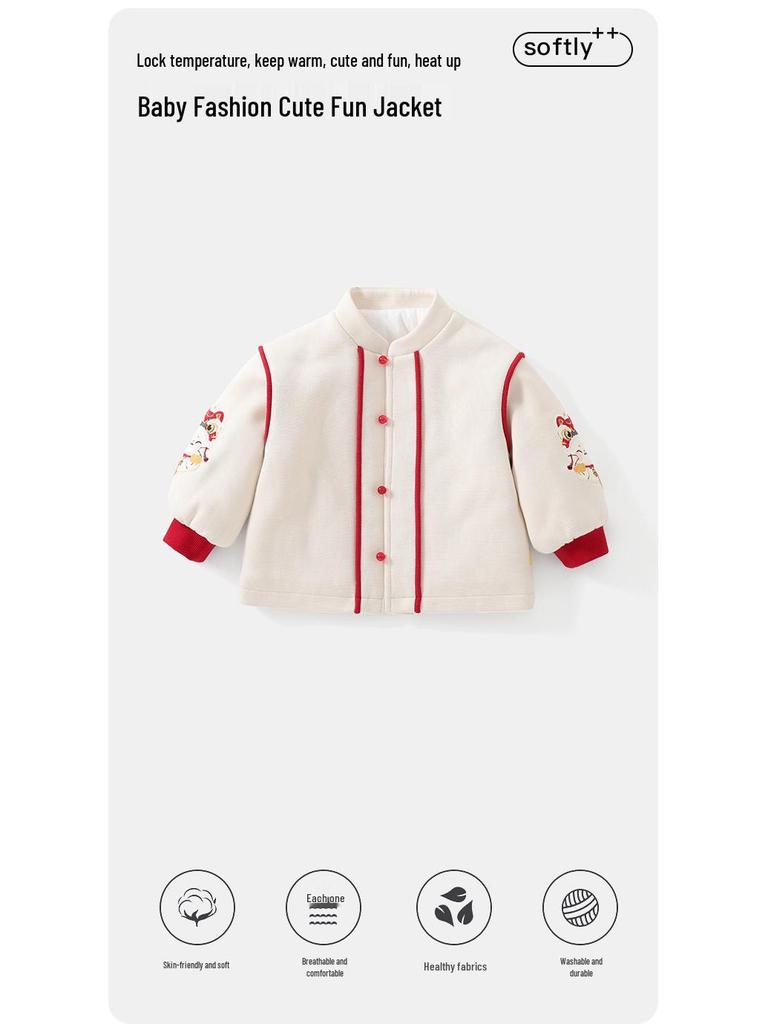 DUUDUU 2025 Chinese New Year Toddler Padded Cotton Clothes - Girls' Winter Outerwear