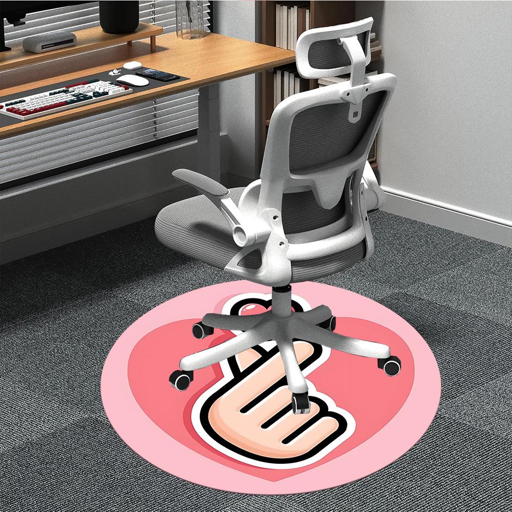 1pc Heart Gesture Chair Carpet for Office, Soft, Non-Slip Polyester Mat, Office, Entryway, Living Room, Bedroom, Yy251207243