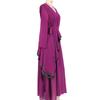 Muslim Dress Purple V-neck Double Layer Chiffon Sequins Irregular Slim Dress