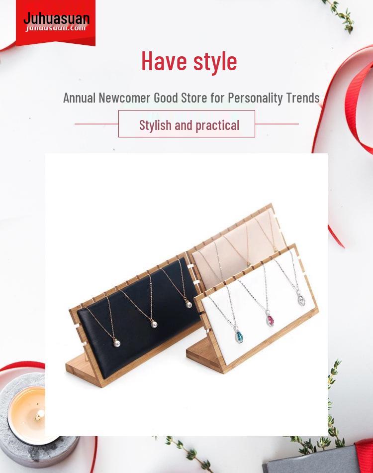 Bamboo Wood Jewelry Display Stand for Necklaces, Earrings, and Pendants