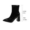 Brown Boots Women Round Toe Block Low Heel Chelsea Boots Black Slip On Patent Leather Ankle Boots Comfortable Non-slip Shoes