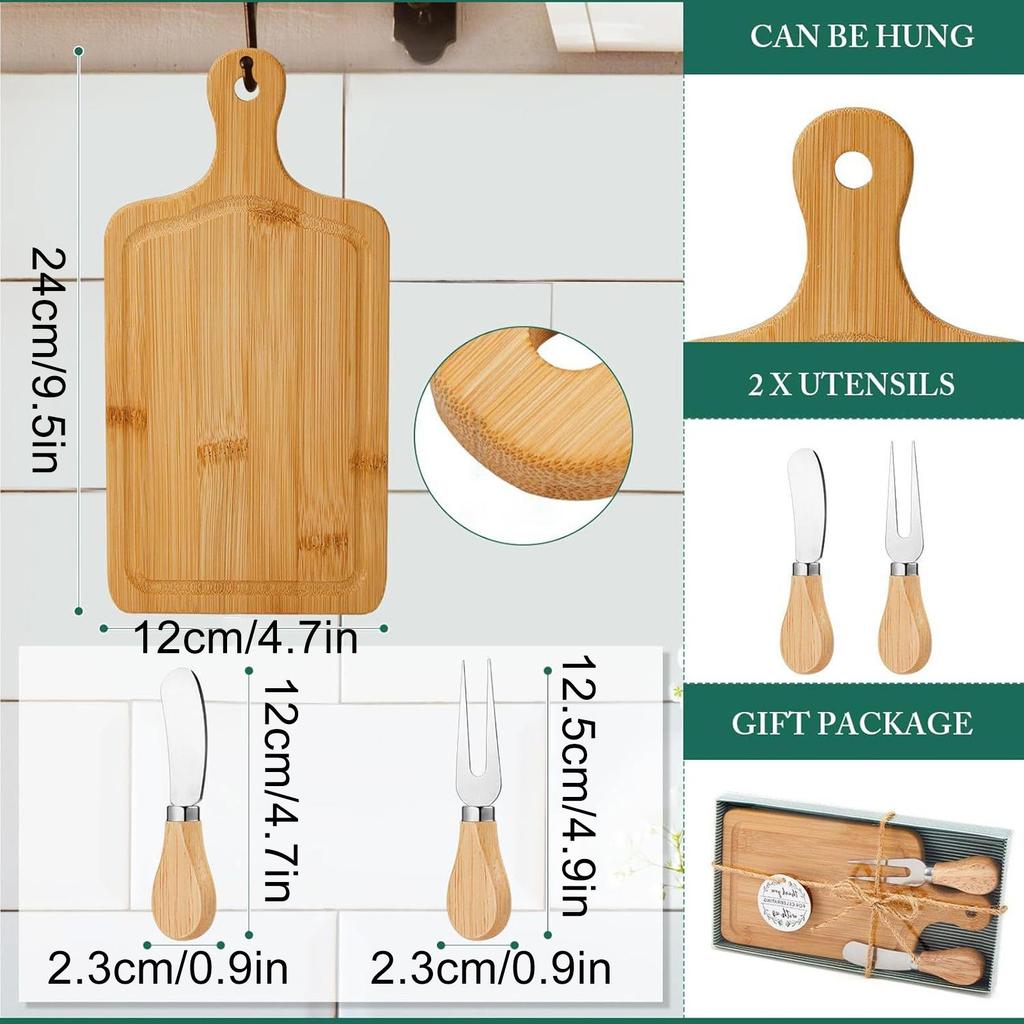 Charcuterie Board Cheese Servers Wooden Square Meat Tray with Cutlery and Thank You Label for Wedding Christmas Apartment Home