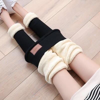 Women's Autumn and Winter High Waisted Leggings with Added Wool and Thickened Lamb Wool Leggings, Warm Pants KTB