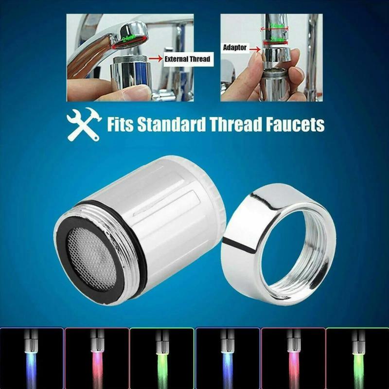 Grifo LED de 3 Colores Sensible a la Temperatura de la Luz Ahorro de Agua Luz de Chorro Aireador de Grifo Boquilla de Grifo Para Cocina Baño