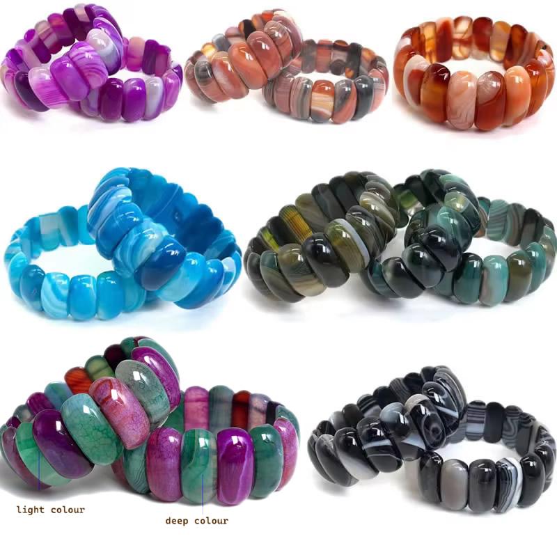 Natural 9 Color Botswana agate Stone Beads Bracelet Natural Gemstone Jewelry Bangle For man Woman For Gift Wholesale