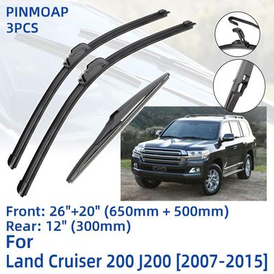 3PCS para TOYOTA Land Cruiser 200 J200 2007-2015 26" 20" 12" lâminas de limpador de para-brisa dianteiro traseiro acessórios de cortador de janela de para-brisa 2013 2014 2015