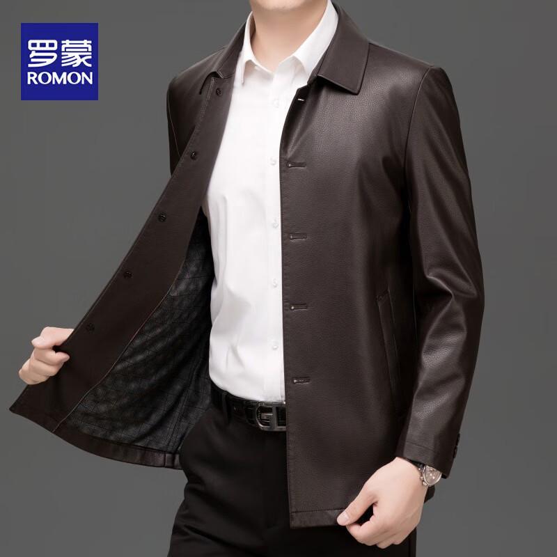 

Romon Men s Business Lapel PU Leather Jacket LMDH2533 3XL