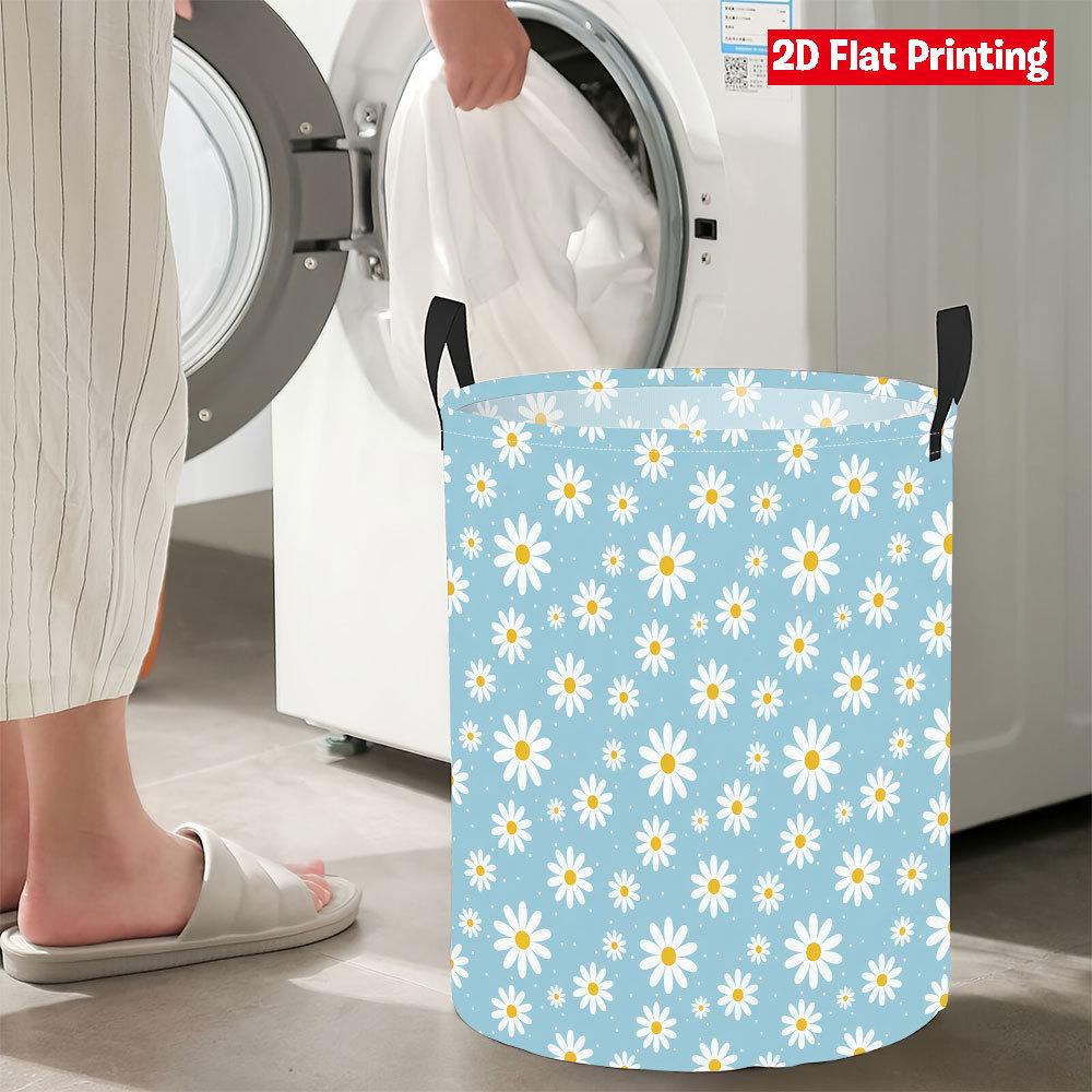 Collapsible Laundry Basket Large Round Waterproof Fabric Hamper Dirty Clothes Storage Bin Toy Organizer with Handles