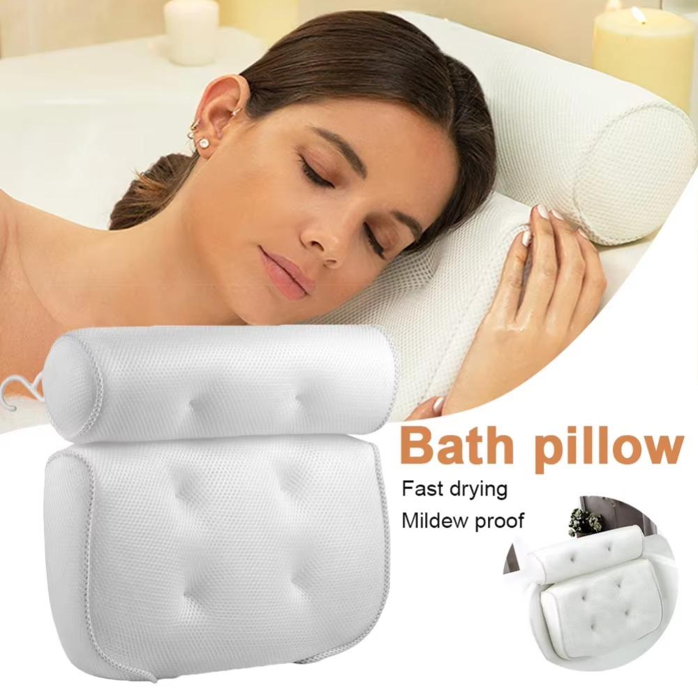 Pressure-Resistant 3D Mesh Tub Pillow Washable Bath Pillow Comfortable Bathtub Pillow  Home Decor