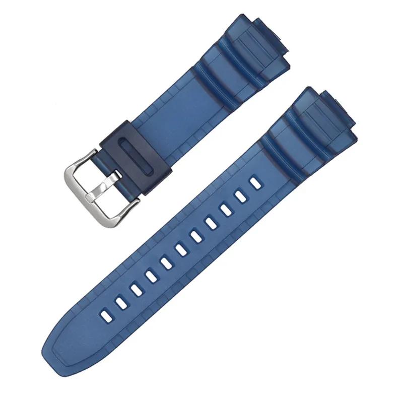 

Ремінець з ТПУ смоли для Casio MCW-100H W-S220 HDD-S100 WV-200 AE-2000/2100 Силіконовий спортивний водонепроникний браслет для годинника 16 мм 16mm темно-синього кольору