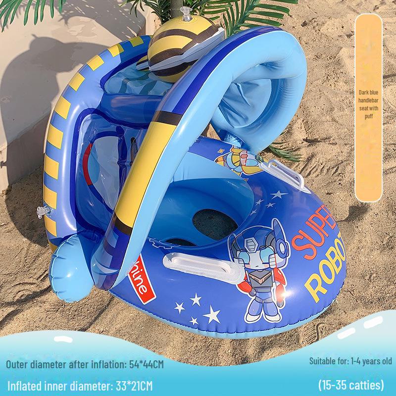 Yellow Sun Protection Baby Swimming Seat Ring - Anti-Rollover Design