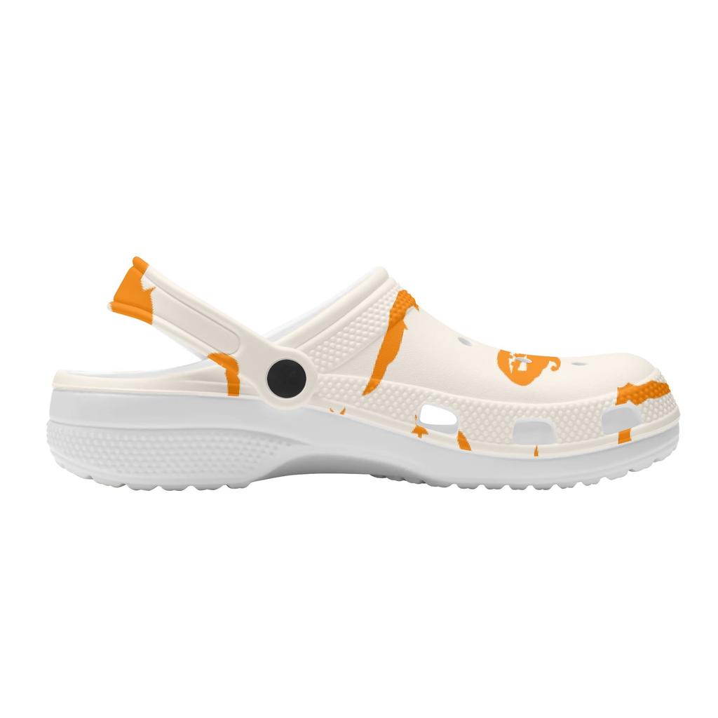 Printed White EVA Garden Shoes Unisex Lightweight Breathable Slip On Clogs Beach Pool Bathroom Home Summer Beach Sandals