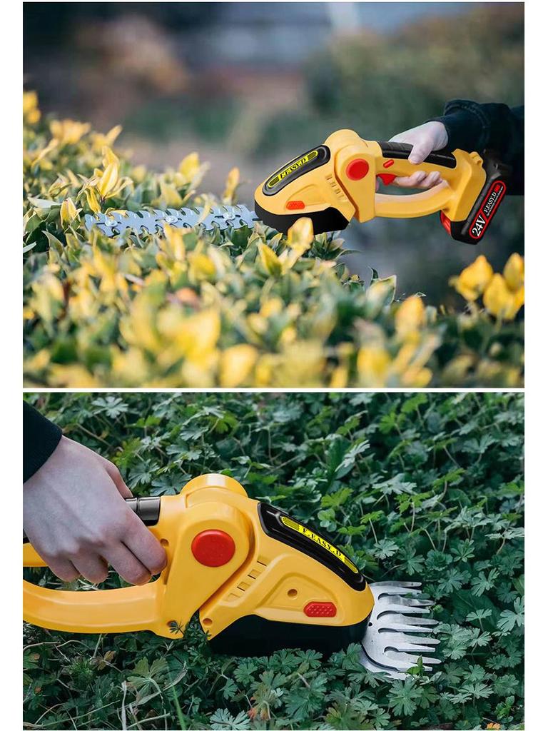Rechargeable Dual-Purpose Electric Hedge Trimmer and Pruner - One-Handed Lawn & Garden Tool