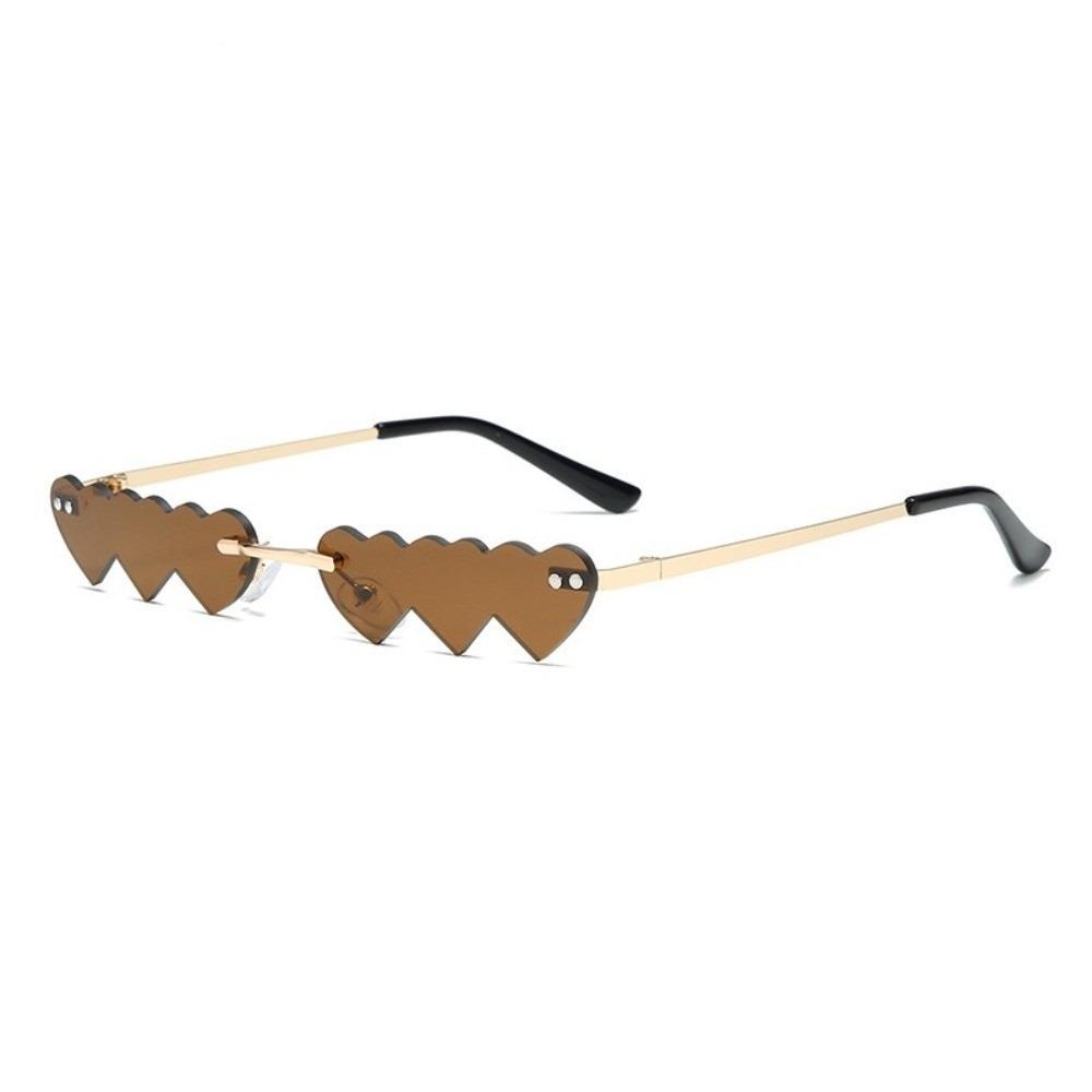 Trendy Love Heart Shaped Rimless Sunglasses UV400 Fancy Accessories Party Shades Eyewear Metal Frame Sun Glasses Women Men