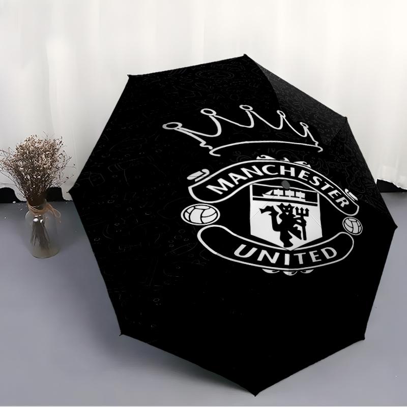 Printed Manchester United FC Logo Printed Folding Umbrella,Outdoor,Leisure,And Travel Umbrella,Durable Umbrella Fabric,Birthday And Holiday Gift