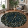 Round Witchcraft Altar Rug Pentagram Magic Book Design Occult Gothic Decor Washable Carpet for Living Room Bedroom Floor Mat