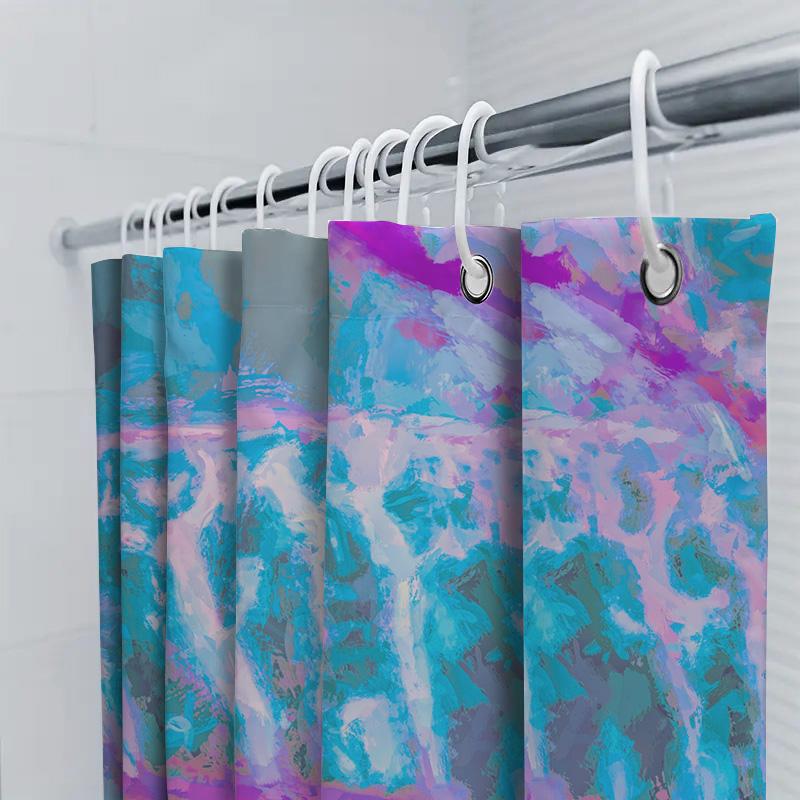 Abstract Colorful Bath Shower Curtain Decorative Polyester Fabric For Bathroom Accessories In Blue Purple Pink White Size 72X84I