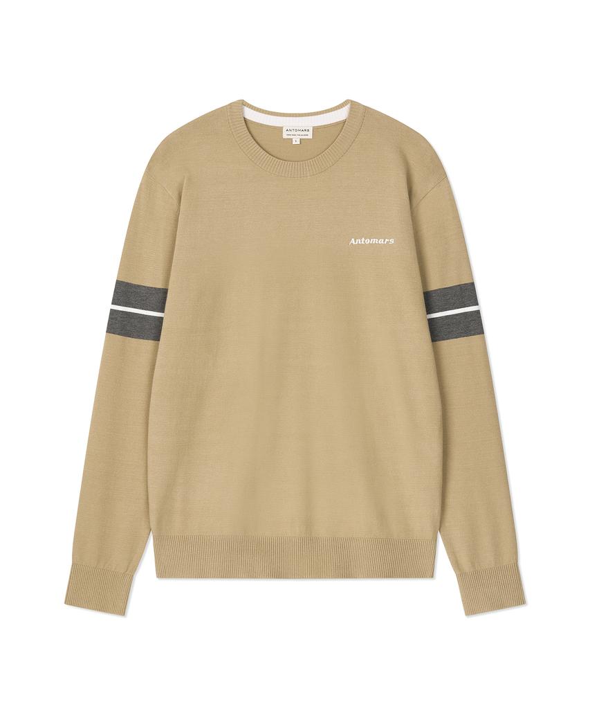 Antomas Sleeve Colorblock Round Neck Knit Men'S - Beige