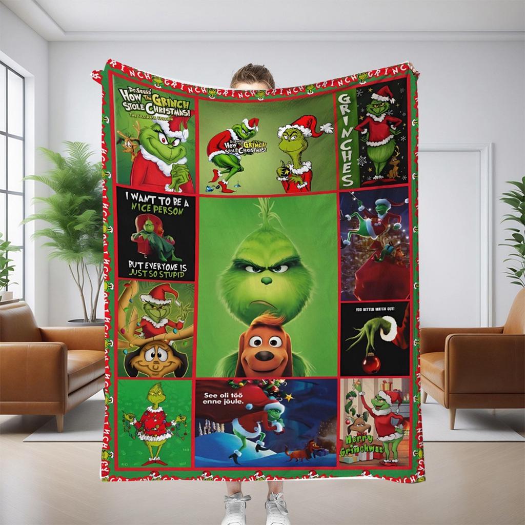 Flannel Blanket Digital Print For Midday Rest Blanket, Christmas Cartoon Air-conditioned Blanket.