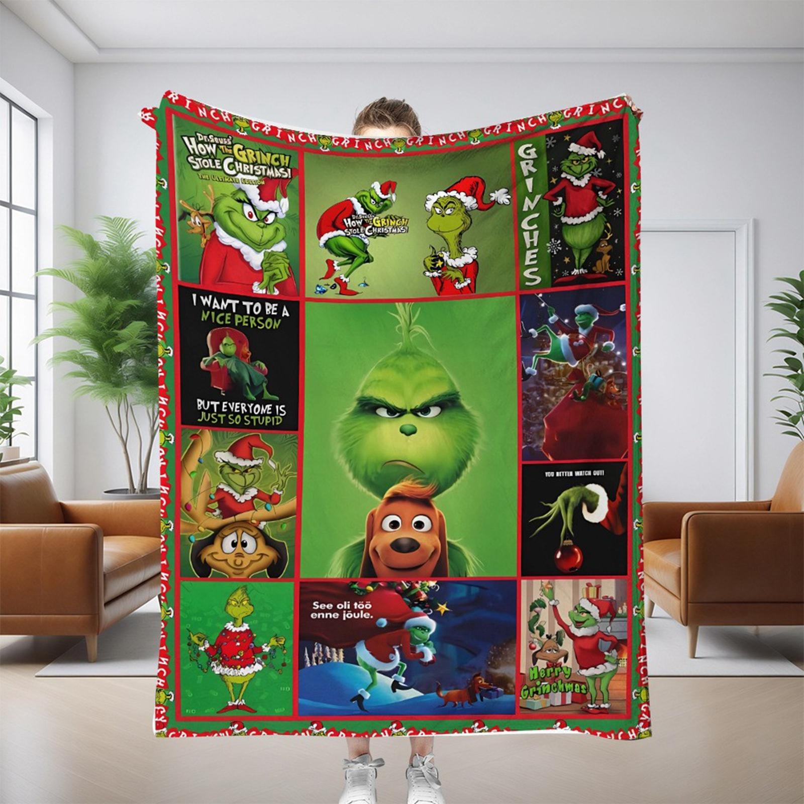 

Фланелевое одеяло с цифровой печатью для полуденного отдыха, рождественское мультяшное одеяло с кондиционером. One Size