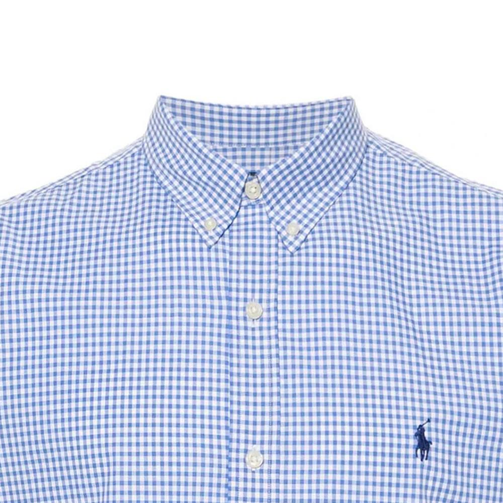 Polo Ralph Lauren Check Print Logo Polo Shirt Men Shirts Blue 710928254-004