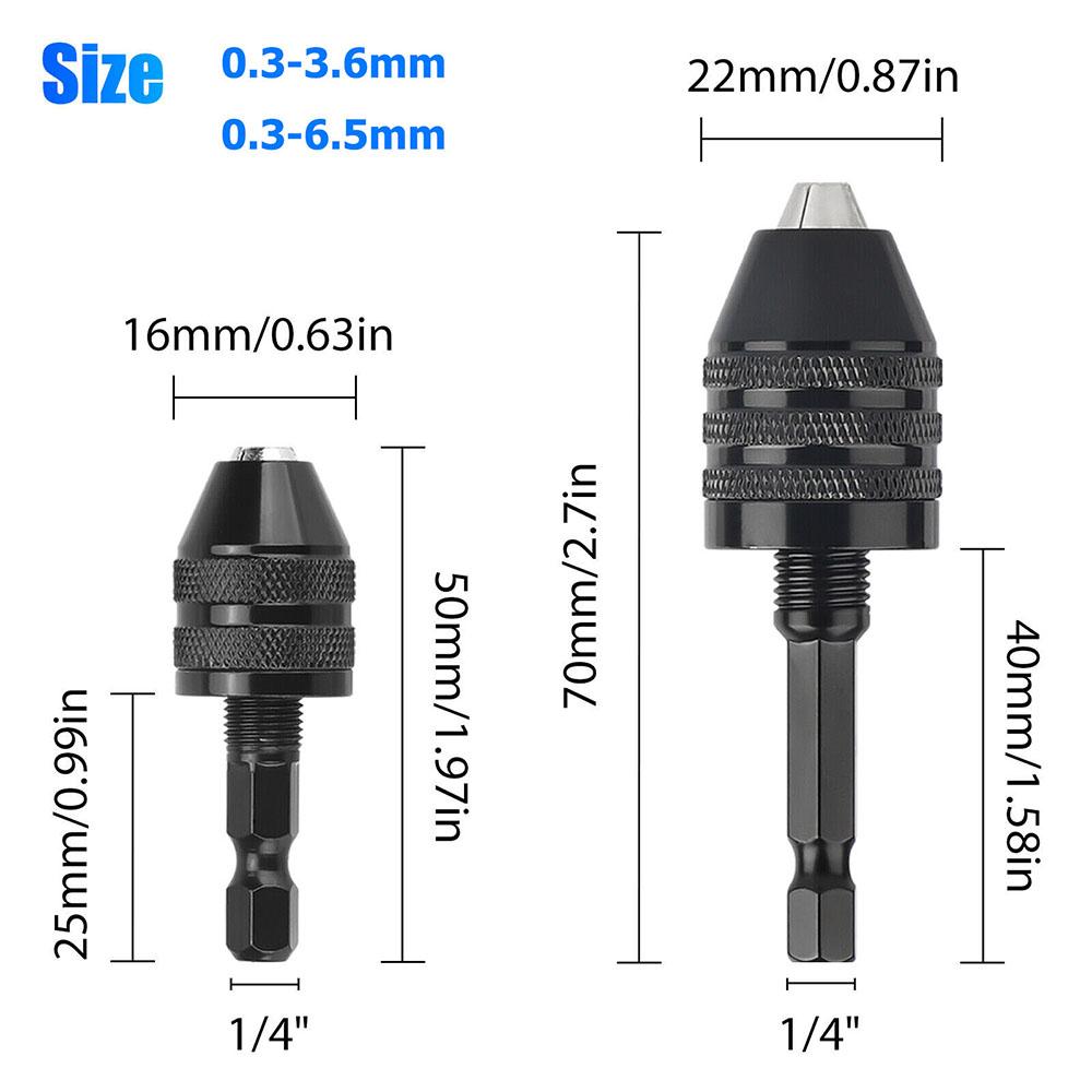 Neu 4 Stück 1/4" Sechskantschaft Schlüsselloser Bohrfutteradapter Bit Schnellwechselkonverter Schrauber