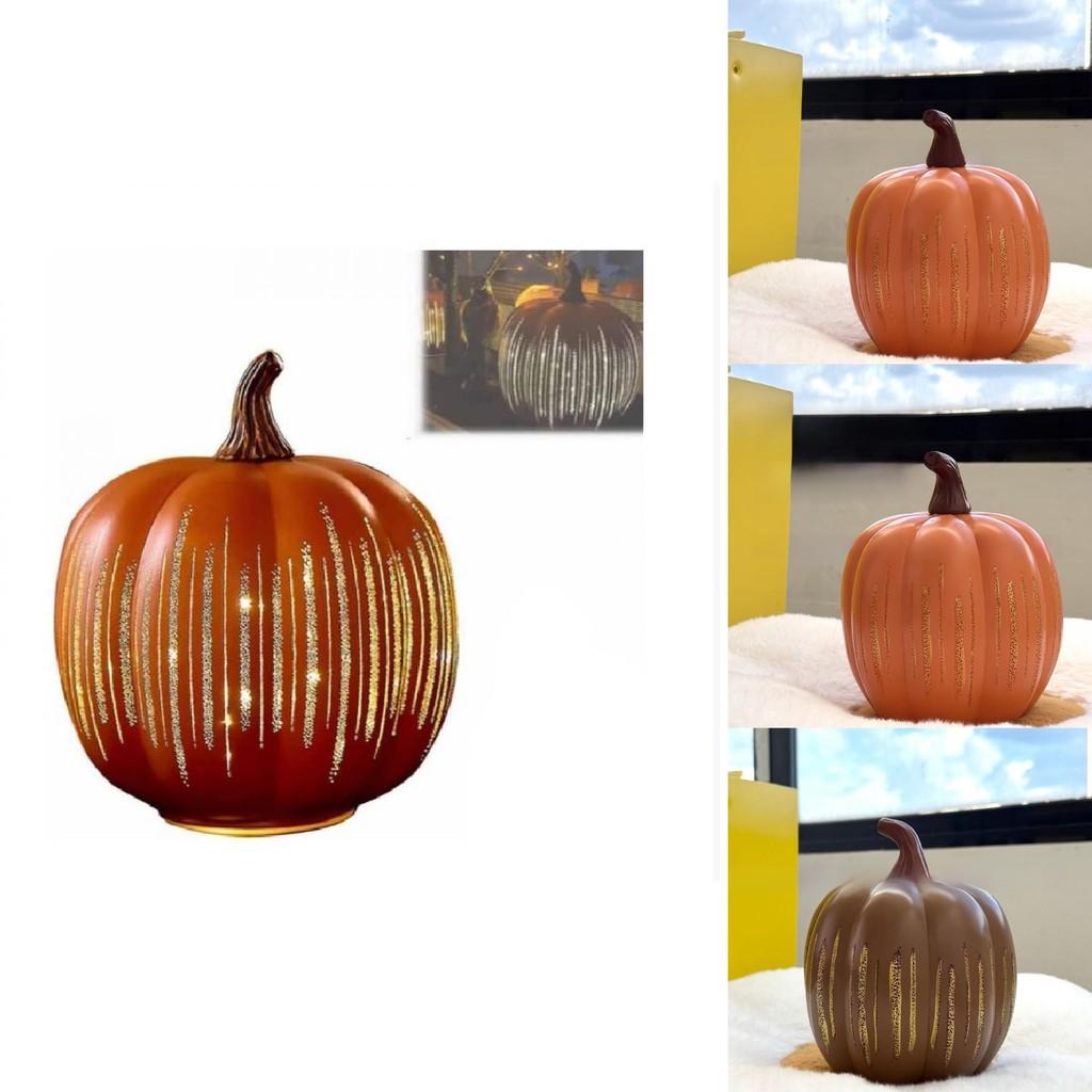 Halloween Led Light Starry Night Pumpkin Resin Decor With Creative Design For Party And Home Atmosphere