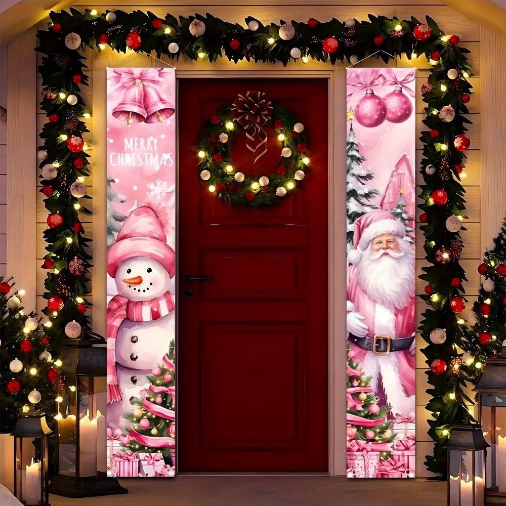 1 pair Rectangular Xmas Hanging Flags Large Size Merry Christmas Banner  Garden