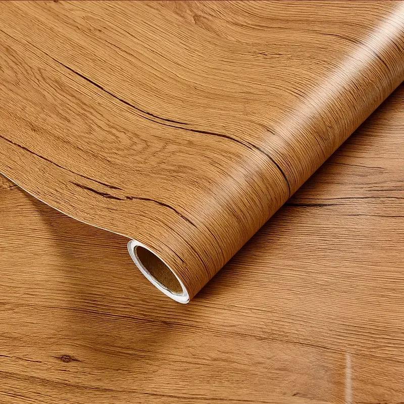 Wood Planks Grain Retro Faux Wood Wall Cover Roll Water-Repellent Pvc Self Adhesive Wall Decals Removable Vinyl Restaurant Wallpaper