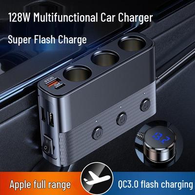 Multi-Function 128W Car Charger with 3-Port USB3.0 & PD Interface