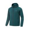 Li Ning Fitness Series Sports Casual Simple Solid Color Ice Silk Quick Dry Cool Hooded Zipper Sweatshirt Men Sweatshirt Dark-Reef-Green AWDV801-3