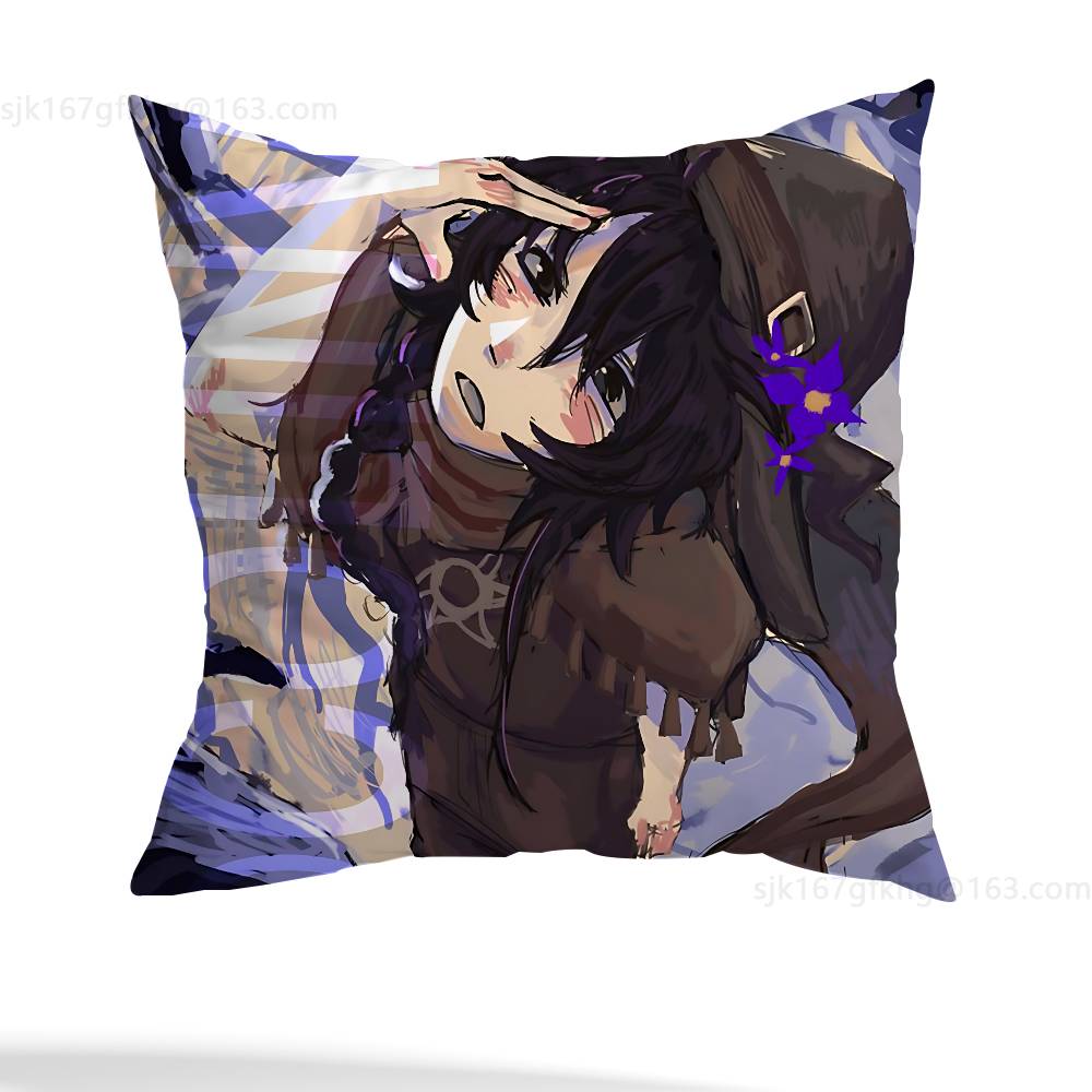 A-Azure Anime Pillow Case Square Double-Sided Printing Short Plush Sofa Cushion Cover Bedroom Bedside Pillow