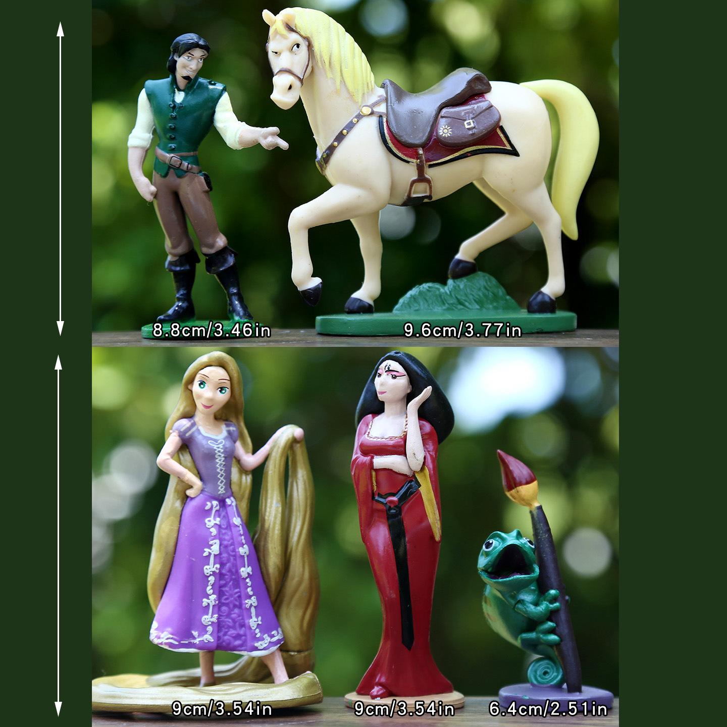 5pcs Disney Tangled Rapunzel and Flynn Knight Couple Character Set Anime Action Figure Model Desktop Cake Decoration Gift 5pcs